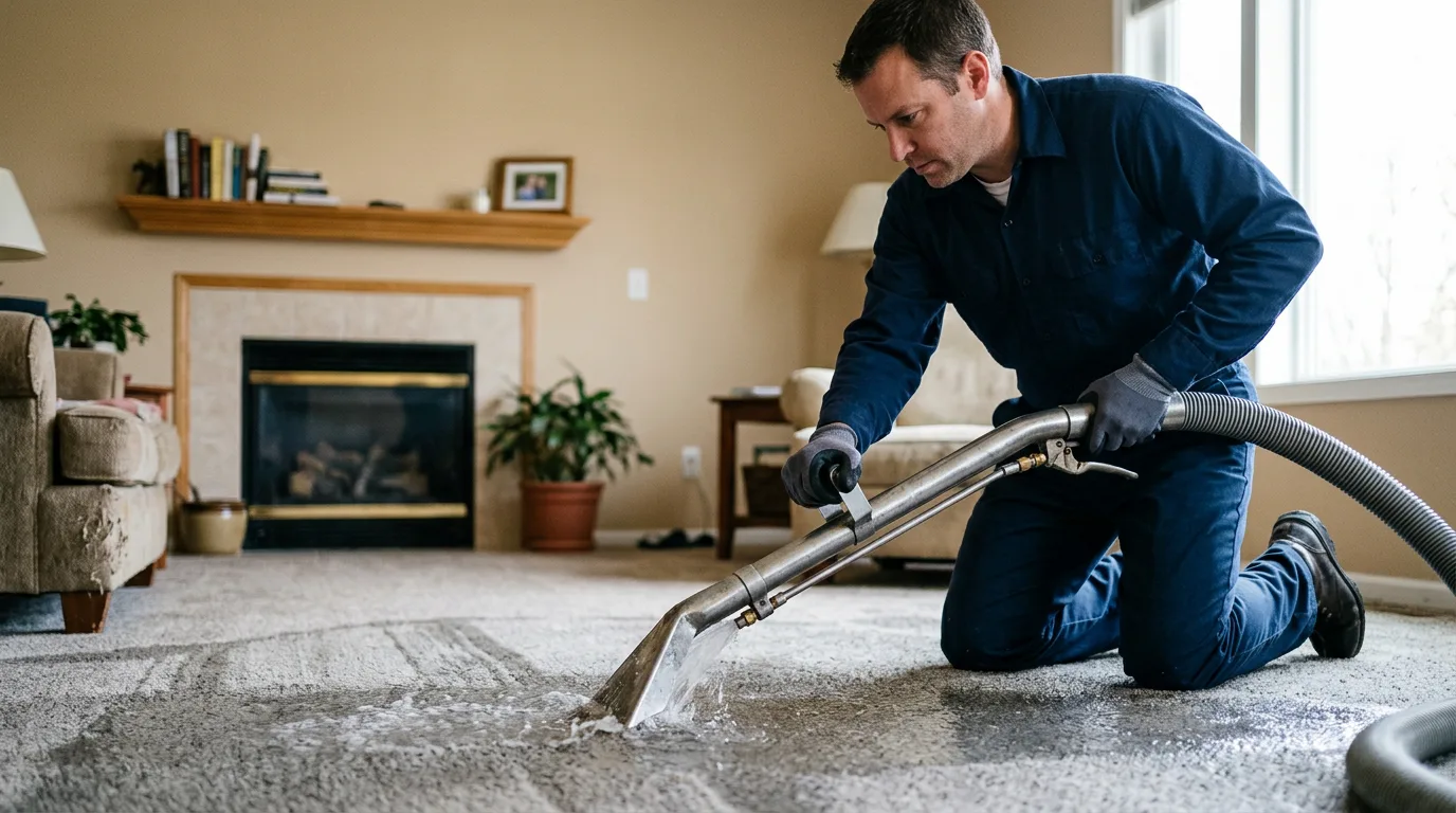 Water damage restoration technician working near Tipton, IA